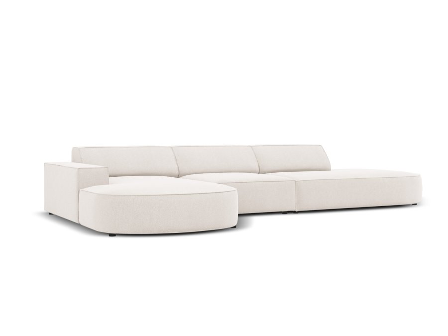 MICADONI Jodie hjrnesofa, venstre, 4 seter - beige stoff og sort plast