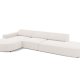 MICADONI Jodie hjrnesofa, venstre, 4 seter - beige stoff og sort plast