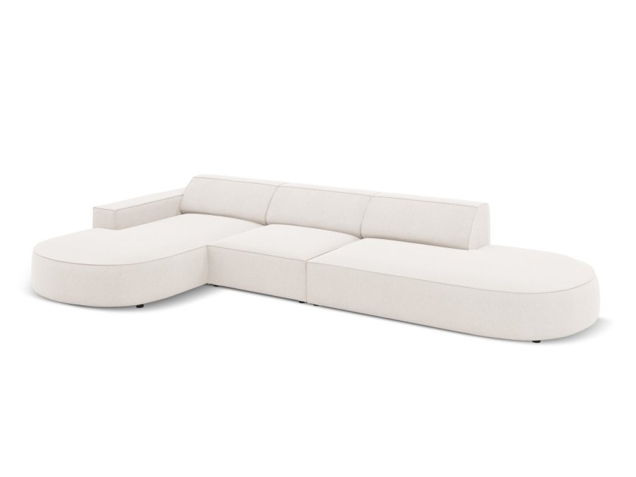MICADONI Jodie hjrnesofa, venstre, 4 seter - beige stoff og sort plast