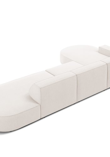 MICADONI Jodie hjrnesofa, venstre, 4 seter - beige stoff og sort plast