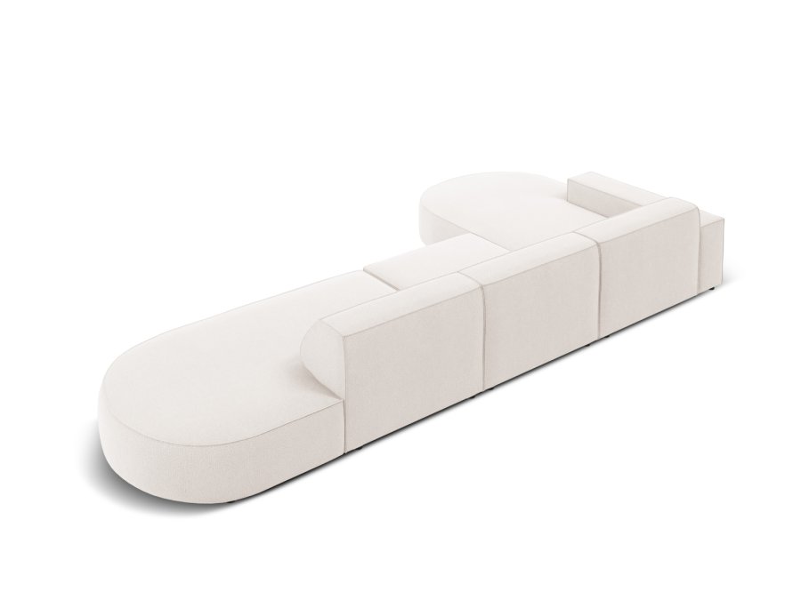 MICADONI Jodie hjrnesofa, venstre, 4 seter - beige stoff og sort plast