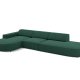 MICADONI Jodie hjrnesofa, venstre, 4 seter - grnt stoff og sort plast