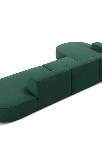 MICADONI Jodie hjrnesofa, venstre, 4 seter - grnt stoff og sort plast