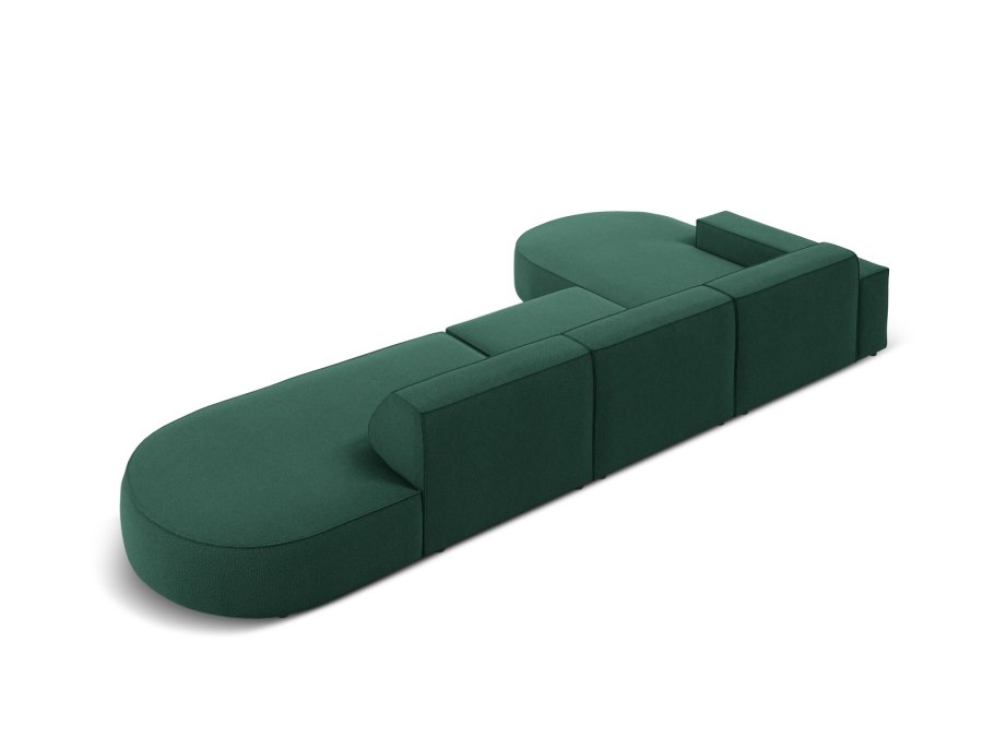 MICADONI Jodie hjrnesofa, venstre, 4 seter - grnt stoff og sort plast