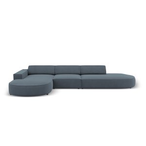 MICADONI Jodie hjrnesofa, venstre, 4 sder - bl stof og sort plastik66x70