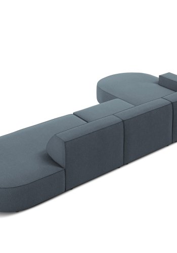 MICADONI Jodie hjrnesofa, venstre, 4 seter - bltt stoff og sort plast66x70