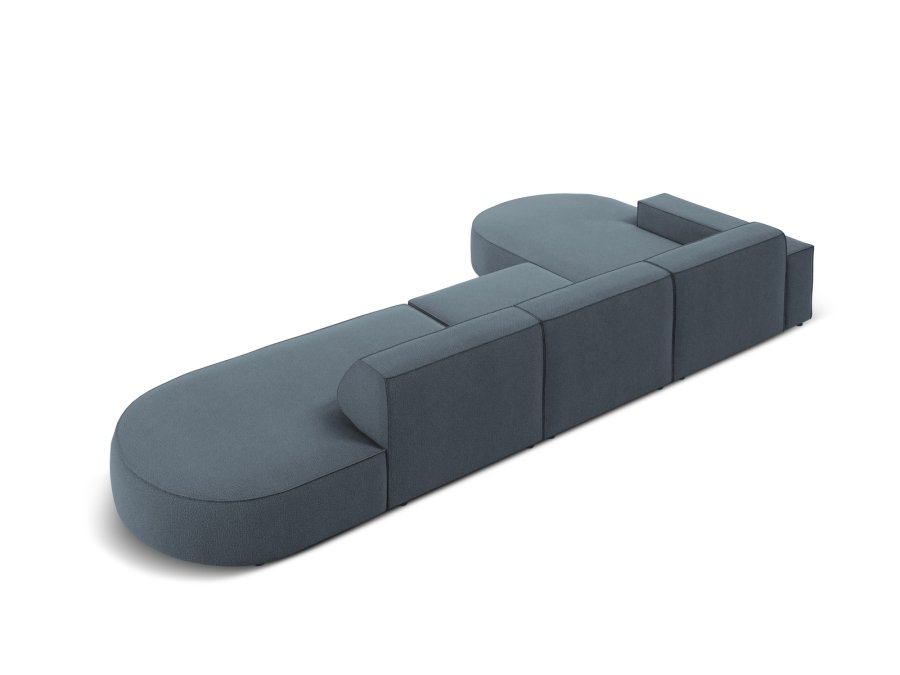 MICADONI Jodie hjrnesofa, venstre, 4 seter - bltt stoff og sort plast66x70