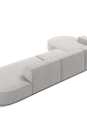 MICADONI Jodie hjrnesofa, venstre, 4 seter - grtt stoff og sort plast