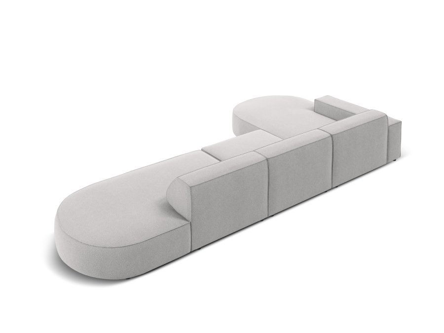 MICADONI Jodie hjrnesofa, venstre, 4 seter - grtt stoff og sort plast