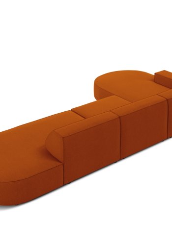 MICADONI Jodie hjrnesofa, venstre, 4 seter - oransje stoff og sort plast