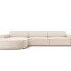  MICADONI Jodie hjrnesofa, venstre, 4 sder - beige fljl og sort plastik