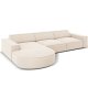  MICADONI Jodie hjrnesofa, venstre, 4 sder - beige fljl og sort plastik