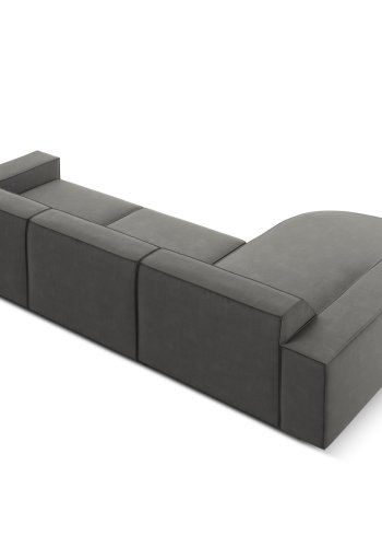 MICADONI Jodie hjrnesofa, venstre, 4 seter - gr flyel og sort plast