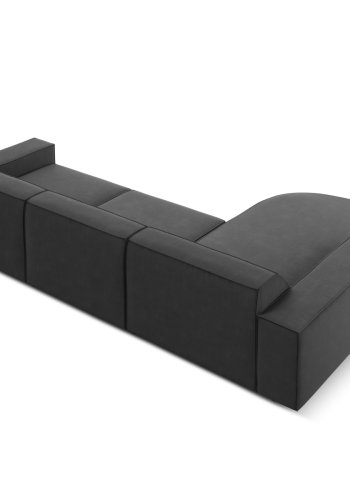 MICADONI Jodie hjrnesofa, venstre, 4 seter - gr flyel og sort plast