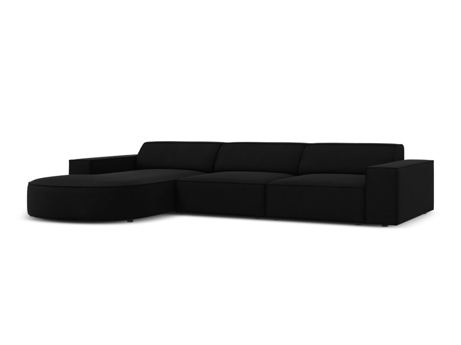   Micadoni  MICADONI Jodie Ecksofa, links, 4 Sitze – schwarzer Samt und schwarzer Kunststoff