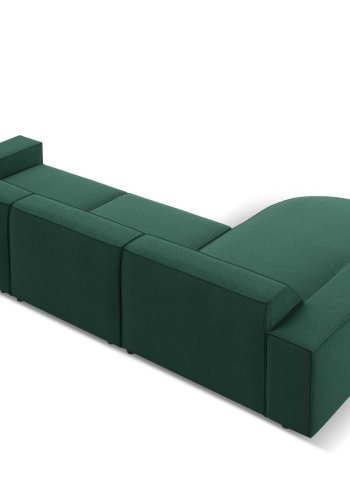 MICADONI Jodie hjrnesofa, venstre, 4 seter - grnt stoff og sort plast