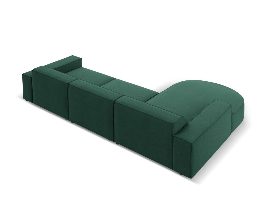 MICADONI Jodie hjrnesofa, venstre, 4 seter - grnt stoff og sort plast