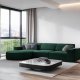 MICADONI Jodie hjrnesofa, venstre, 4 seter - grnt stoff og sort plast