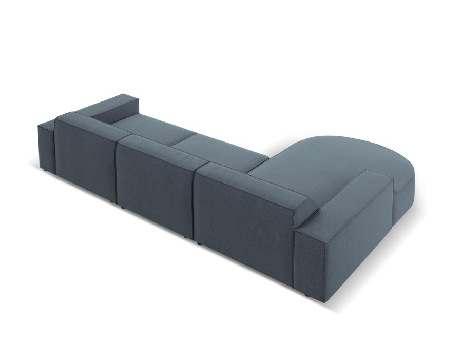 MICADONI Jodie hjrnesofa, venstre, 4 seter - bltt stoff og sort plast