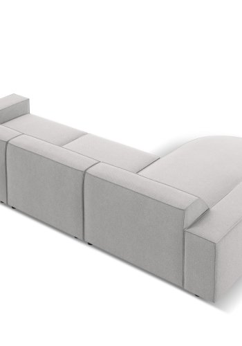 MICADONI Jodie hjrnesofa, venstre, 4 seter - grtt stoff og sort plast