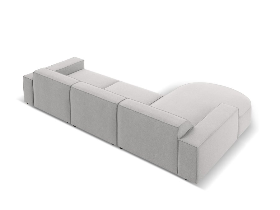 MICADONI Jodie hjrnesofa, venstre, 4 seter - grtt stoff og sort plast