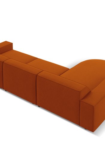 MICADONI Jodie hjrnesofa, venstre, 4 seter - oransje stoff og sort plast