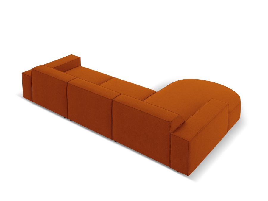 MICADONI Jodie hjrnesofa, venstre, 4 seter - oransje stoff og sort plast