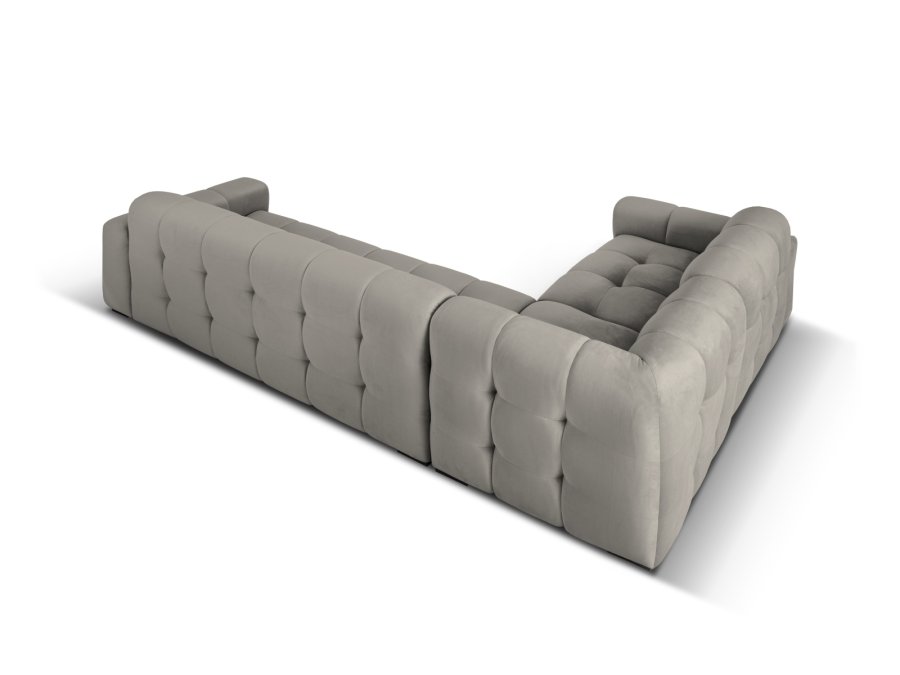 MICADONI Kendal hjrnesofa, venstre, 6 seter - antrasittgr flyel og svart bketre