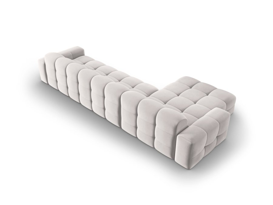 MICADONI Kendal hjrnesofa, venstre, 5 seter - gr flyel og svart bketre