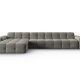 MICADONI Kendal hjrnesofa, venstre, 5 seter - antrasittgr flyel og svart bketre