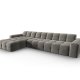 MICADONI Kendal hjrnesofa, venstre, 5 seter - antrasittgr flyel og svart bketre