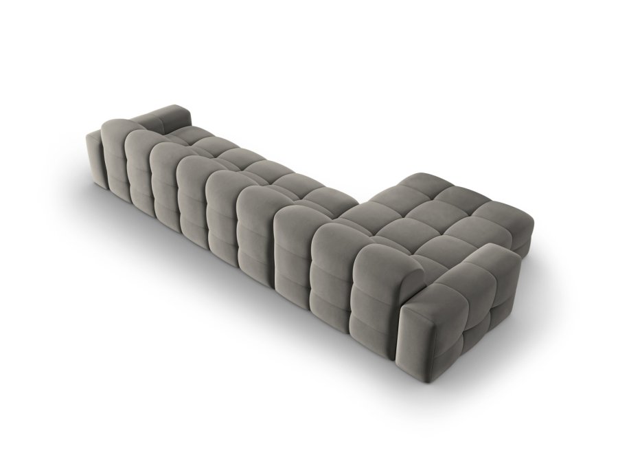 MICADONI Kendal hjrnesofa, venstre, 5 seter - antrasittgr flyel og svart bketre