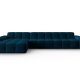 MICADONI Kendal hjrnesofa, venstre, 5 seter - bl flyel og svart bketre