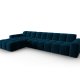 MICADONI Kendal hjrnesofa, venstre, 5 seter - bl flyel og svart bketre