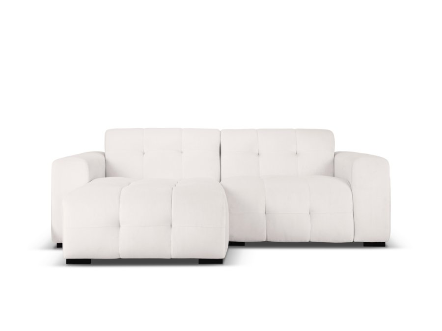 MICADONI Kendal hjrnesofa, venstre, 4 seter - gr flyel og svart bketre