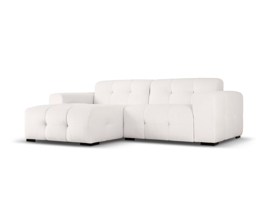 MICADONI Kendal hjrnesofa, venstre, 4 seter - gr flyel og svart bketre