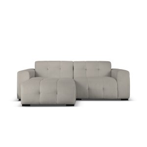 MICADONI Kendal hjrnesofa, venstre, 4 sder - antracitgr fljl og sort bgetr