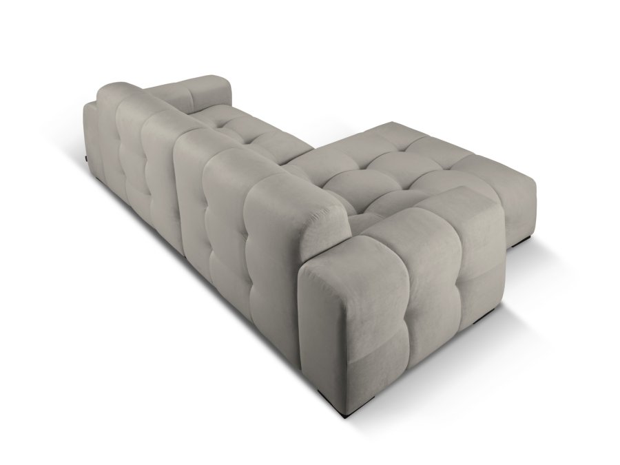 MICADONI Kendal hjrnesofa, venstre, 4 seter - antrasittgr flyel og svart bketre