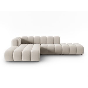 MICADONI Lupin Modular ben hjrnesofa, venstre, 5 sder - beige fljl og sort plast