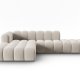 MICADONI Lupin Modulr pen hjrnesofa, venstre, 5 seter - beige flyel og sort plast