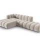 MICADONI Lupin Modulr pen hjrnesofa, venstre, 5 seter - beige flyel og sort plast