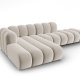 MICADONI Lupin Modulr pen hjrnesofa, venstre, 5 seter - beige flyel og sort plast