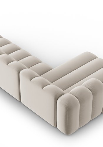 MICADONI Lupin Modulr pen hjrnesofa, venstre, 5 seter - beige flyel og sort plast
