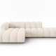 MICADONI Lupin Modulr pen hjrnesofa, venstre, 5 seter - beige chenille og sort plast