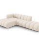 MICADONI Lupin Modulr pen hjrnesofa, venstre, 5 seter - beige chenille og sort plast