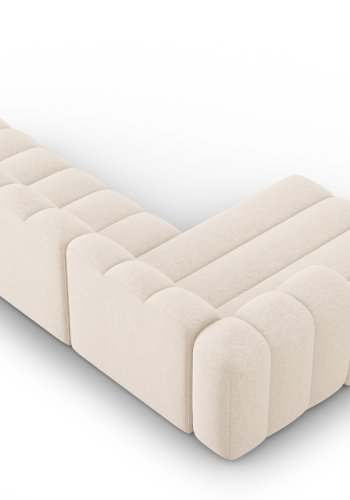 MICADONI Lupin Modulr pen hjrnesofa, venstre, 5 seter - beige chenille og sort plast