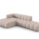 MICADONI Lupin Modulr pen hjrnesofa, venstre, 5 seter - beige chenille og sort plast