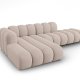MICADONI Lupin Modulr pen hjrnesofa, venstre, 5 seter - beige chenille og sort plast