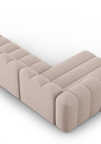 MICADONI Lupin Modulr pen hjrnesofa, venstre, 5 seter - beige chenille og sort plast