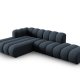 MICADONI Lupin Modulr pen hjrnesofa, venstre, 5 seter - bl chenille og sort plast